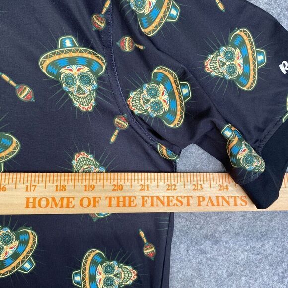 Rolo Golf Mens XXL Polo Shirt AOP Performance Golfer Skull Black Casual - Picture 3 of 10